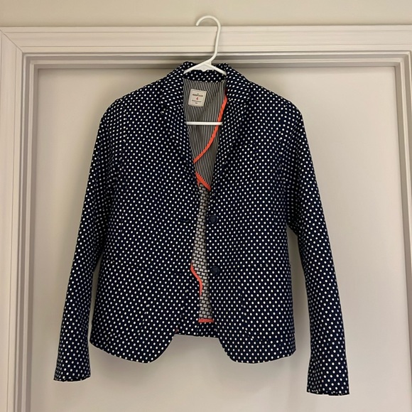 Gap The Academy Blazer Blue and White Polka Dot Size 4 - Picture 1 of 17